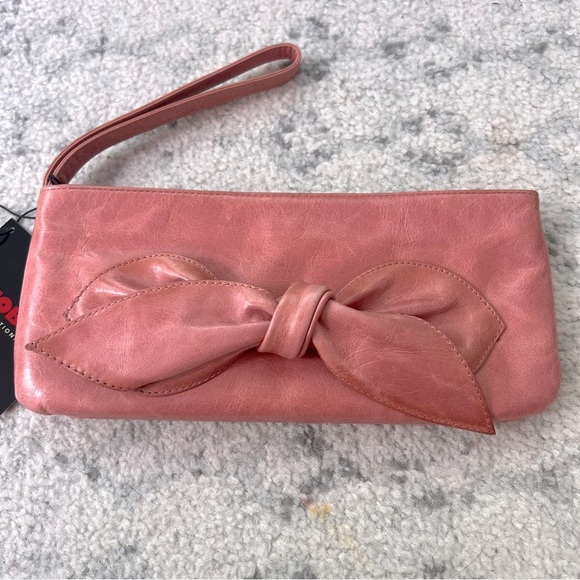 NWT Vintage Hobo International Pink Leather Wristlet Wallet Bow Detail - Picture 1 of 14